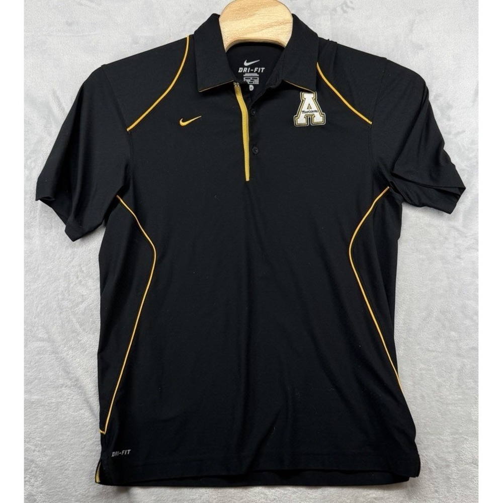 Nike Appalachian State Mountaineers ASU Polo Shirt Dri-Fit Black Men's Size M